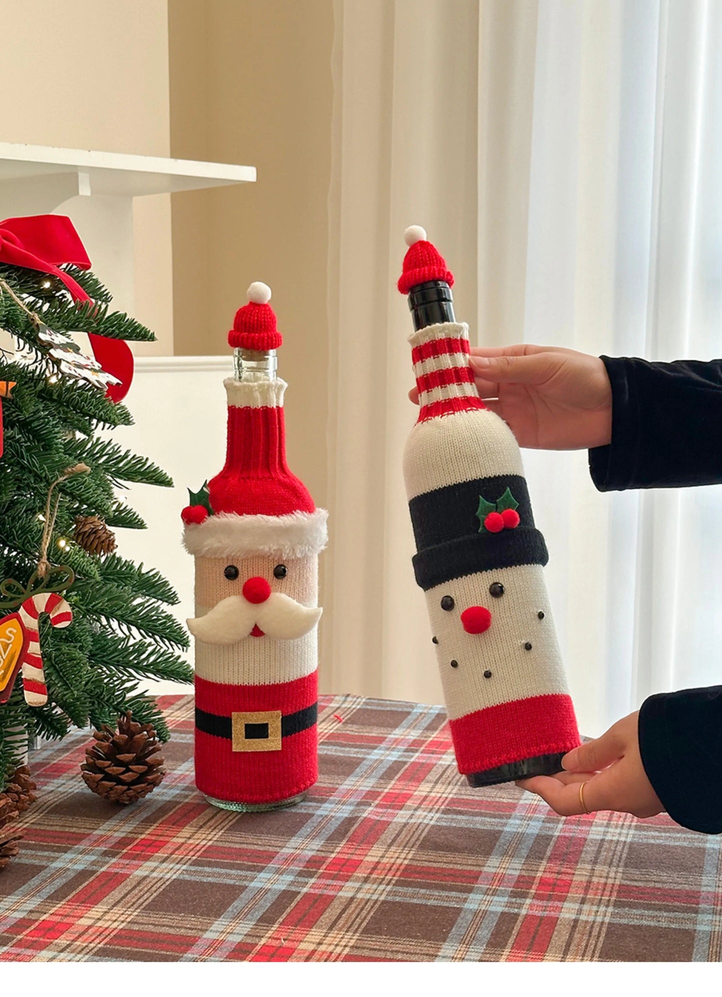 Christmas Supplies Christmas Home Decorations Knitted Wine Bottle Cover for Red Wine Champagne Bottles Restaurant Party Supplies