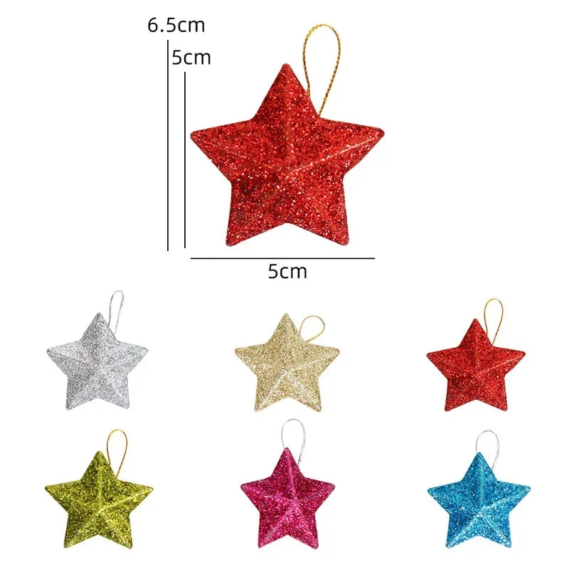 5CM Christmas Decorations ﻿Christmas Tree Hanging Pendant  For Home Navidad New Year Party Gift Gold Glitter Star Ornaments
