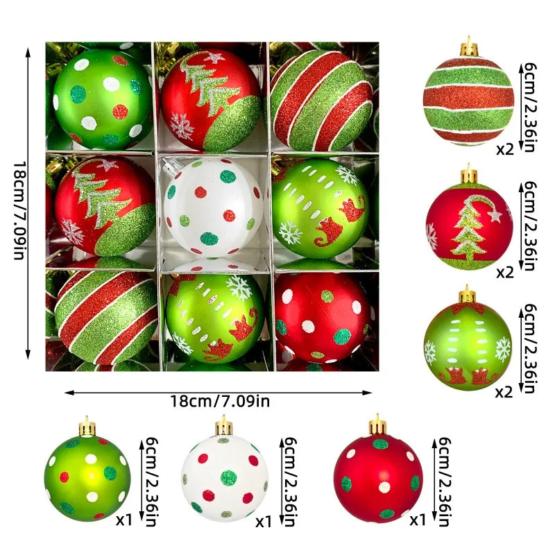 Green Painted Christmas Ball Decorations Green Monster Xmas Tree Ornaments Green Painted Xmas Ball Set Christmas Home Decor