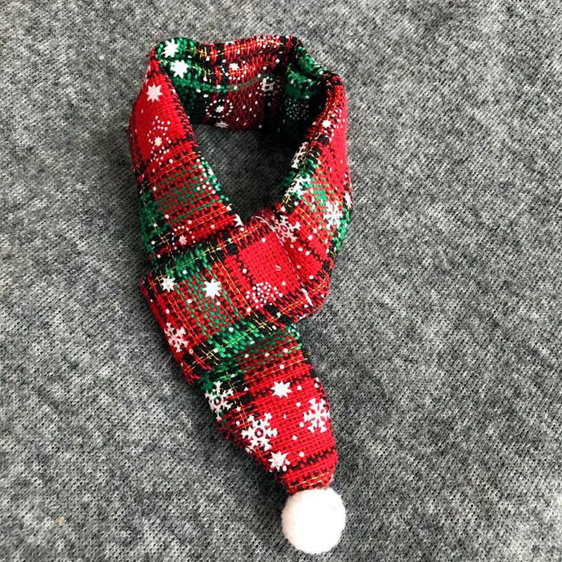 Pet Christmas Tie Bib Drool Towel Christmas Plaid Snowflake Triangle Scarf Bell Decoration Dog Accessories for Small Dogs Puppy