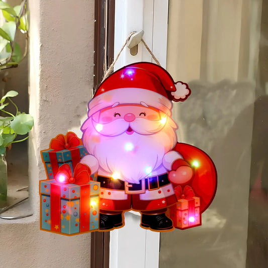 Luminous Door Hanging Decorations Christmas Home Diy Colorful Lights Snowman Scene Arrangement Hanging Decorations
