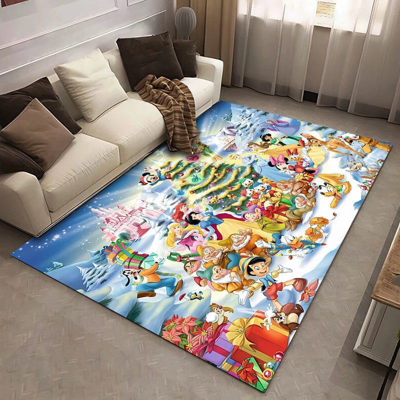 Christmas Disney Mickey Mouse Carpet for Living Room Home Decor Large Area Rug Bedroom Floor Rug Non-slip Easy Washable Mat