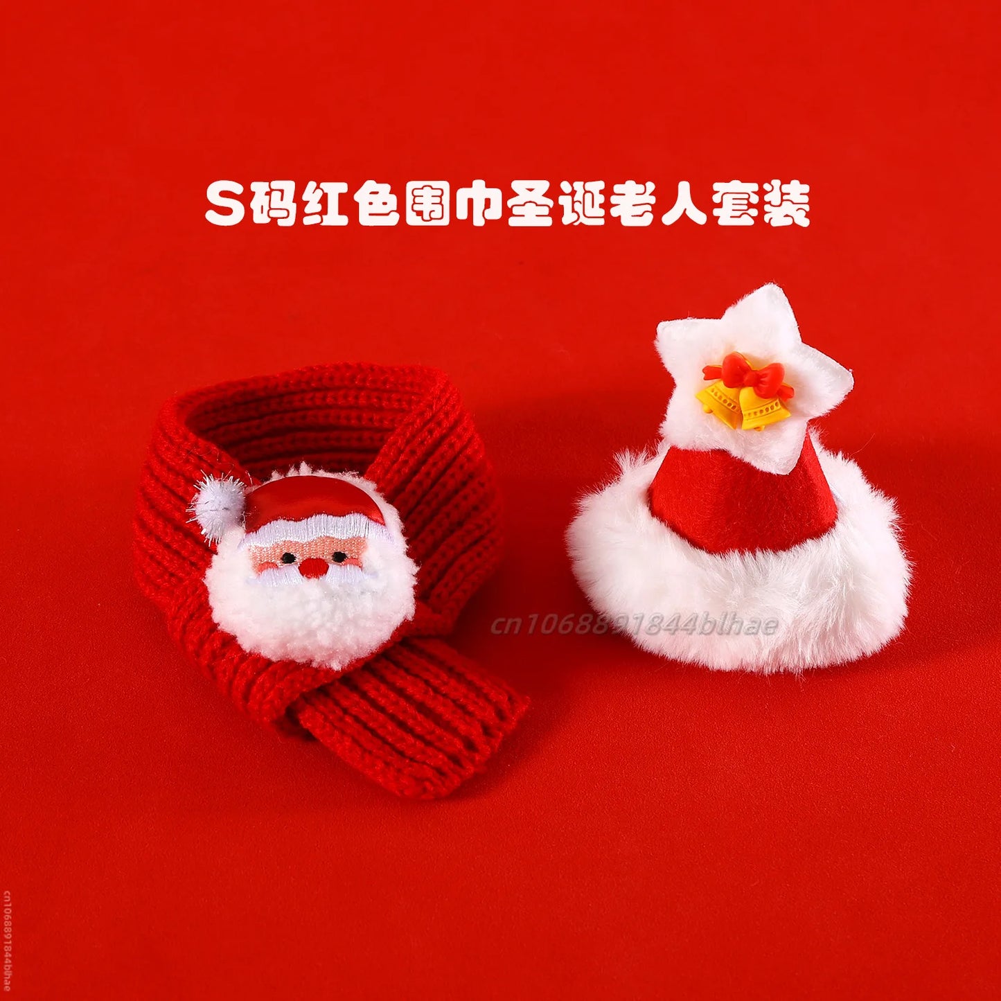 Elk Pet Dog Knitted Christmas Scarf Cat Hat Dog Yarn Cartoon Elk Snowman Warm Plush Hat Set Dog Accessories for Small Dogs