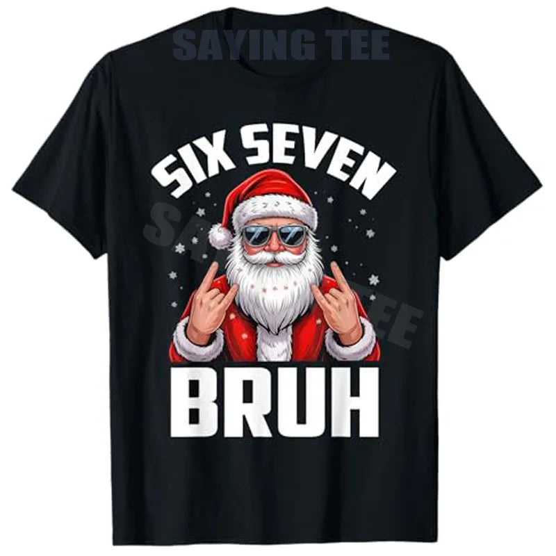 Funny Baseball Santa 67 Christmas Pajamas Boys T-Shirt Rock on Six Seven Bruh Santa Elf Number Xmas Costume Y2k Novelty Gifts
