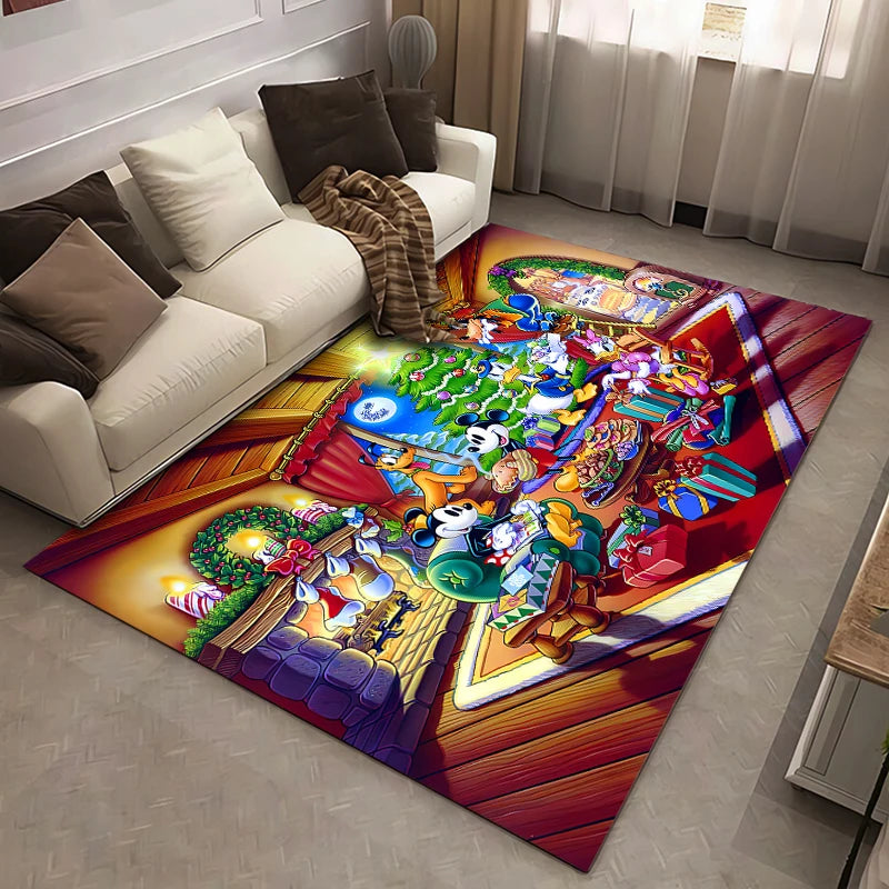 Christmas Disney Mickey Mouse Carpet for Living Room Home Decor Large Area Rug Bedroom Floor Rug Non-slip Easy Washable Mat