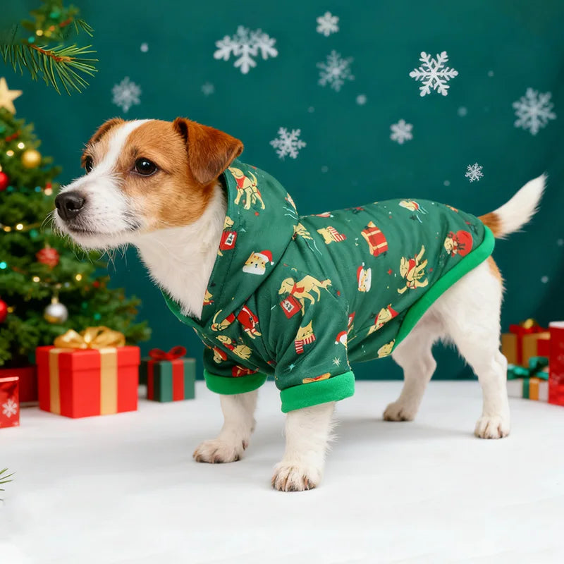 New Arrival Pet Christmas Hoodie Dog Holiday Clothes Festive Pet Apparel