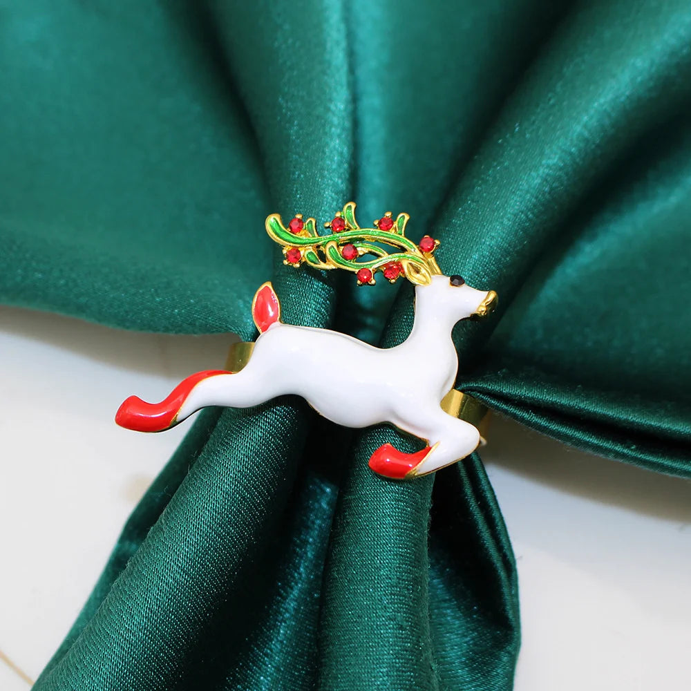 6Pcs Christmas Napkin Rings Xmas Pine Cone Wreath Car Napkin  Buckle for Christmas Wedding Party Table Decoration HWC255