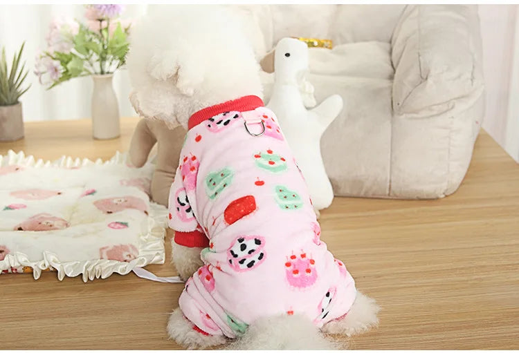 Christmas Pet Dog Pajamas for Cat Clothes Warm Pyjama Jumpsuit for Small Dogs Sleepingwear Winter Flece Pet Chihuahua Coat 강아지옷