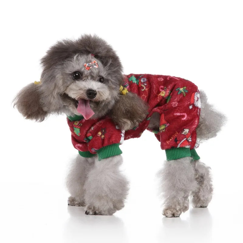 Christmas Winter Dog Pajamas Warm Pet Clothes For Small Dogs Cat Pyjama Dog Puppy Jumpsuit Medium Dogs Sleeping wear Clothing