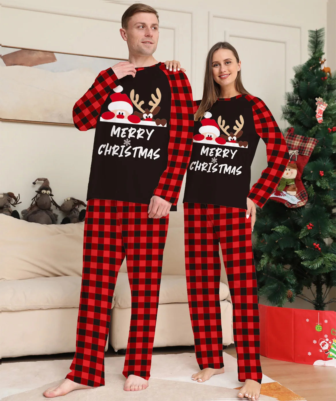 Christmas Family Pajamas – Santa Claus Print Matching Sleepwear for Men & Women