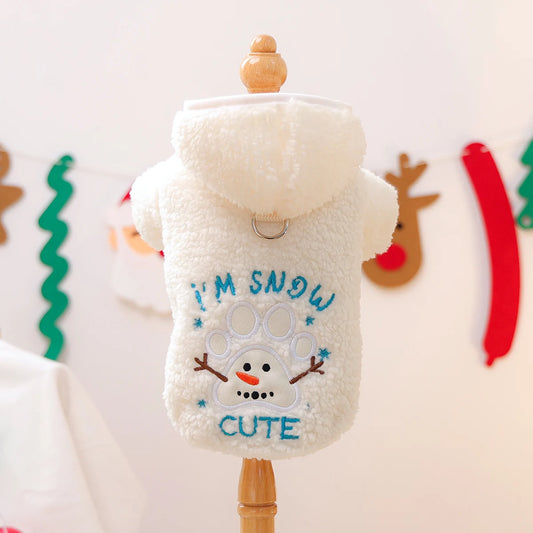 Pet Clothes Cute Merry Christmas Puppy Clothes Fleece Coat Claws Snowman Dog Autumn and Winter Coat