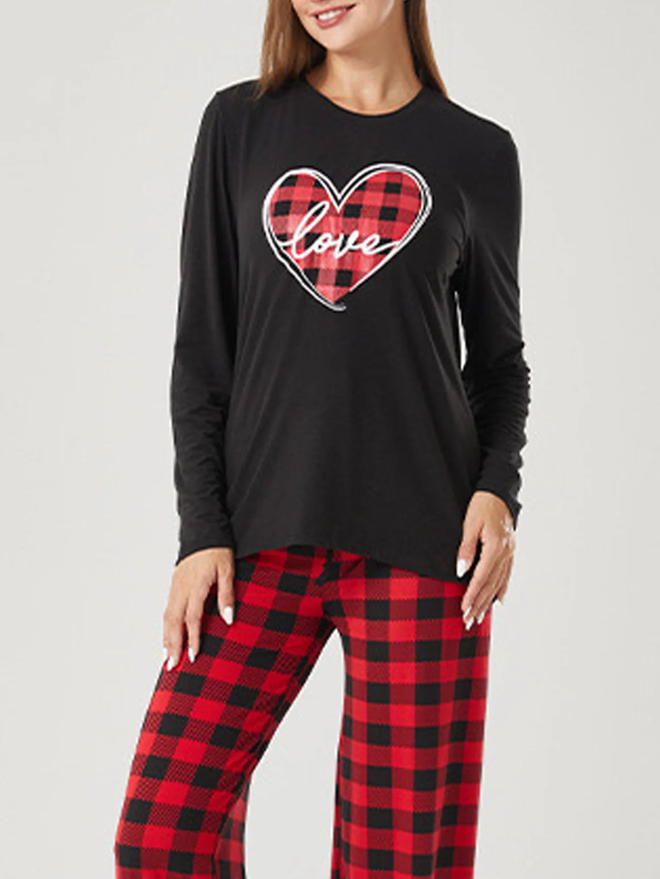 Pijamas Christmas Gift Sleepwear Spring Autumn Female 2PCS Pajamas Set Red Print Elk Long Sleeve Trouser Suits Loose Home Wear