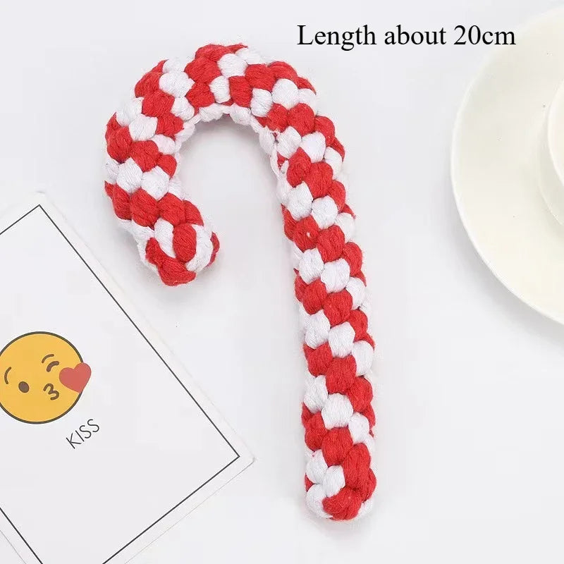Christmas Dog Toy Pet Cotton Rope Knot Interactive Dog Toys Ball for Puppy Chihuahua Large Dogs Toothbrush Chew Dog Accessories