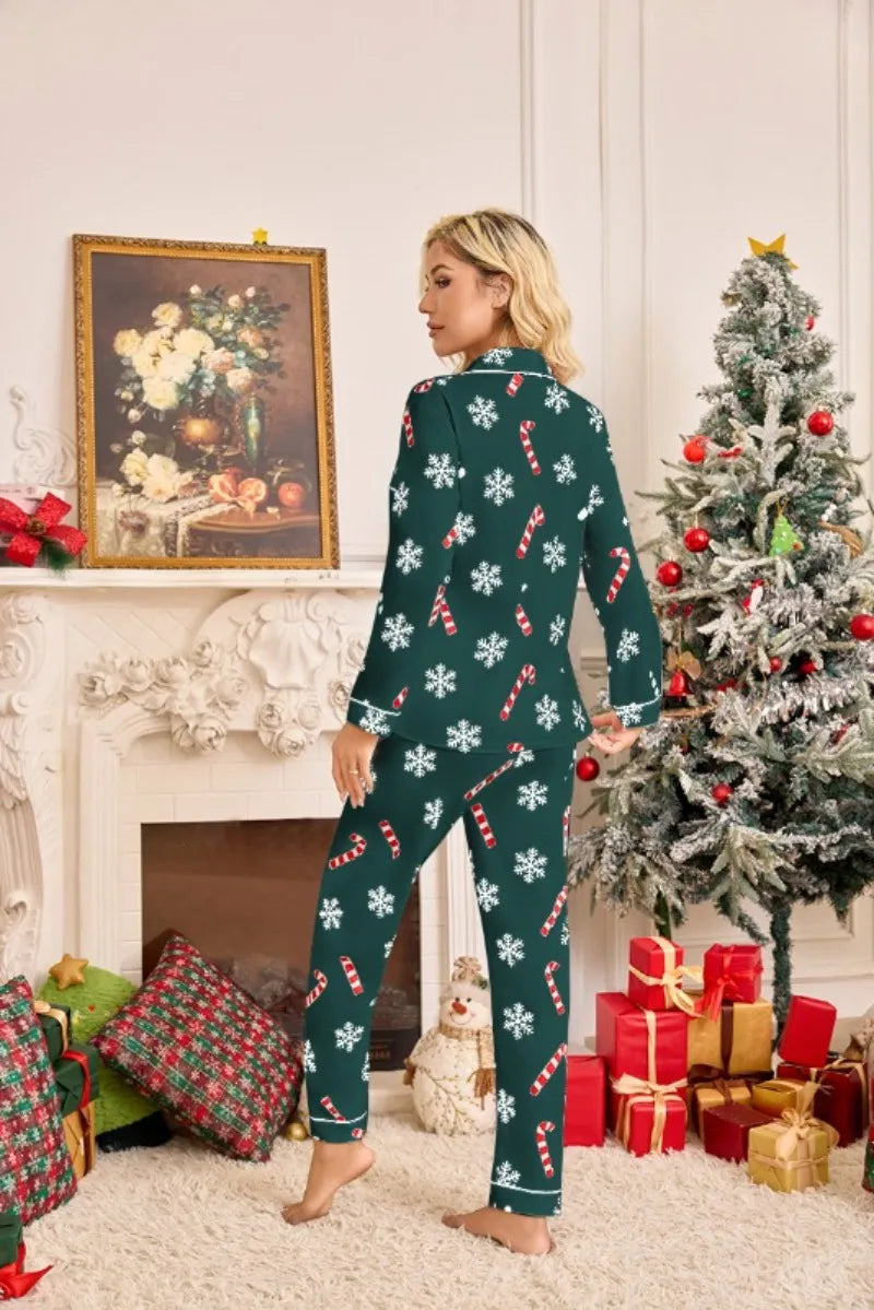 Autumn and Winter New Women's Christmas New Year Holiday Pajamas Long-Sleeved Long Pants Christmas Pajamas Homewear Set 2025