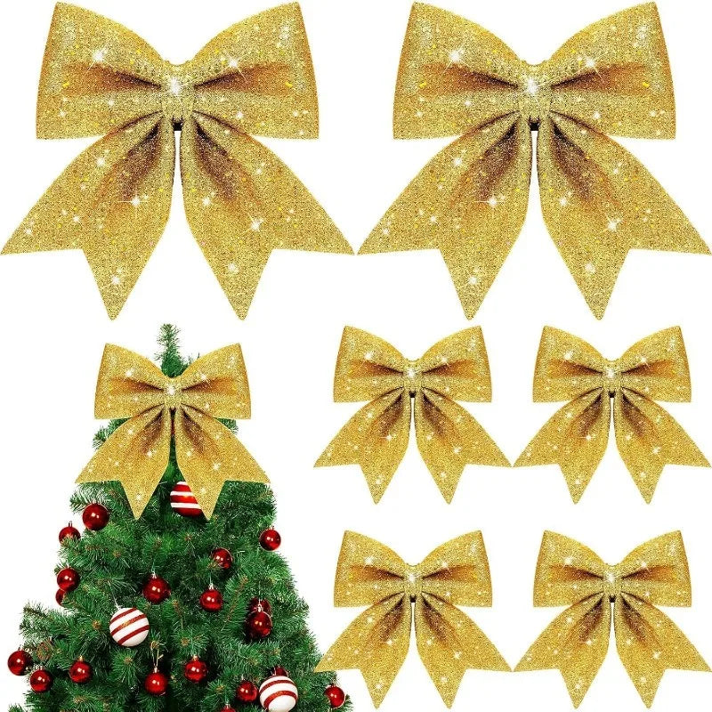 25cm Christmas Bow Hanging Decoration Xmas Tree Ornaments Party Home Room Decor New Year 2025 Gift Box Navidad Christmas Supplie