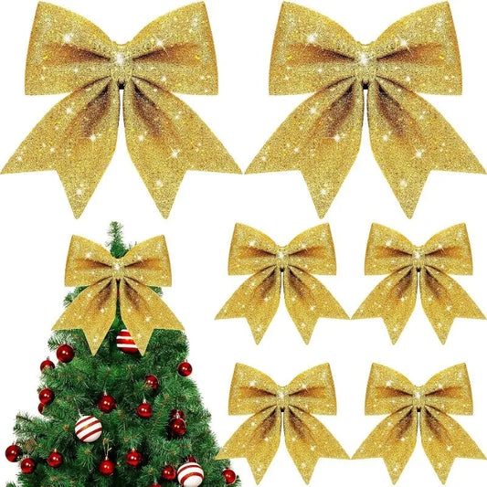 25cm Christmas Bow Hanging Decoration Xmas Tree Ornaments Party Home Room Decor New Year 2025 Gift Box Navidad Christmas Supplie