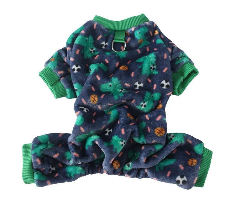 Christmas Pet Dog Pajamas for Cat Clothes Warm Pyjama Jumpsuit for Small Dogs Sleepingwear Winter Flece Pet Chihuahua Coat 강아지옷