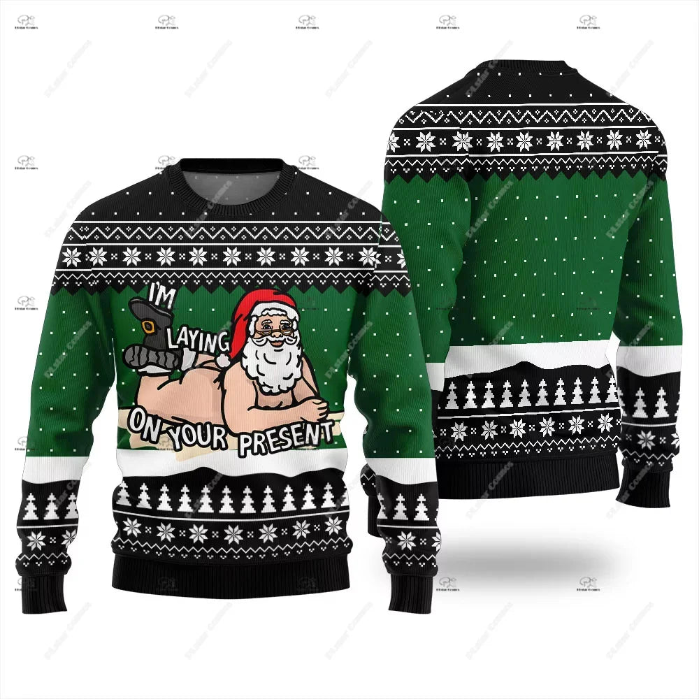 Christmas Santa Claus Pet Cat Knitted Ugly Sweater Graffiti Retro Vintage 3DPrint Pullover Harajuku Casual Funny Long Sleeves 12