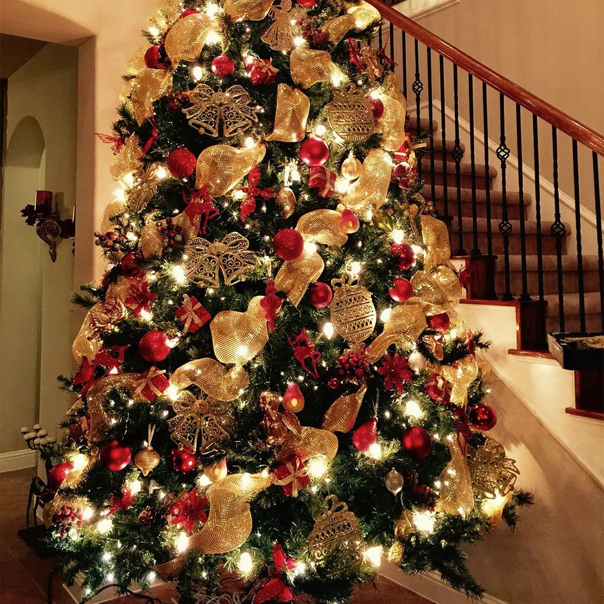 1Roll Christmas Mesh Ribbon DIY Wreath Bow Ribbon Christmas Tree Decorations For Home 2025 Xmas Gifts Navidad Noel New Year 2026