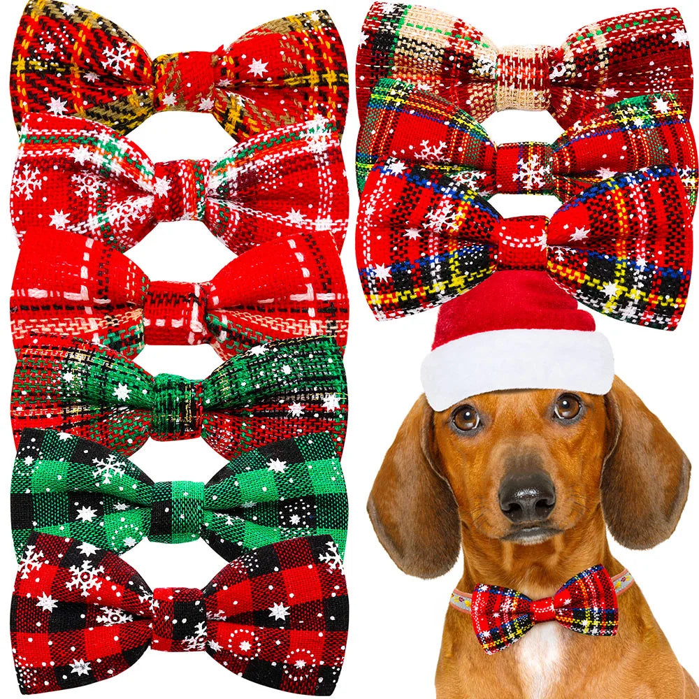 50PCS Christmas Dog Bows Removable Small Dogs Collar Pets Dogs Bow Tie Dog Christmas Accessories Pet Supplies Small Dog Bowties
