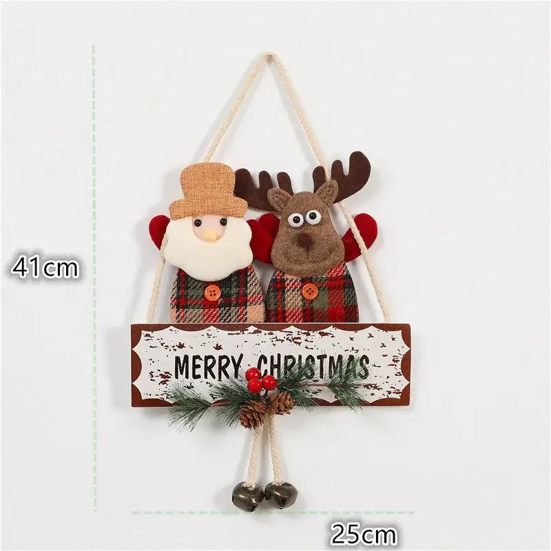Christmas Decoration Door Hanging Creative Elderly Snowman Elk Bell Display Window Pendant Holiday Gift Scene Decoration
