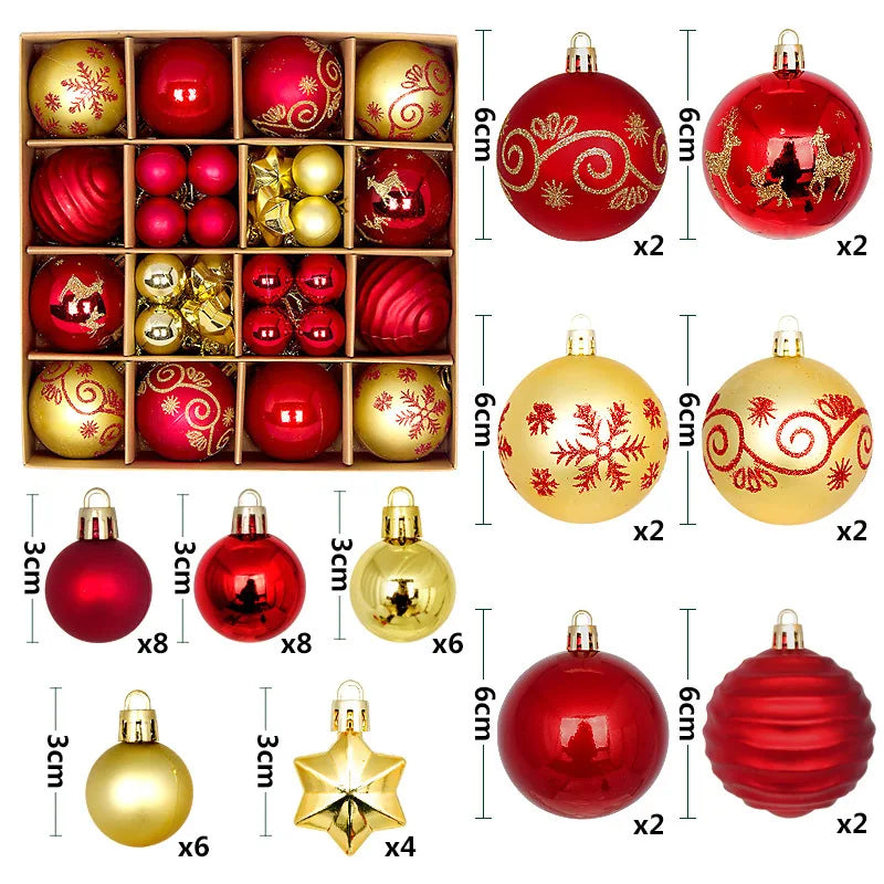 44Pcs 6CM Christmas Ball Christmas Decoration Xmas Tree Pendent Ornaments Home Decor Navidad Party New Year 2026 Party Supplies
