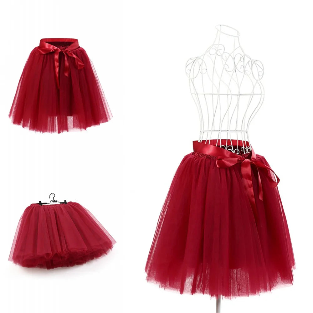 Christmas Layered Tutu Skirt Ribbon Tulle Mini Dresses for Women Carnivals OktoberUnder Music Festival Marathon Cosplay Skirts