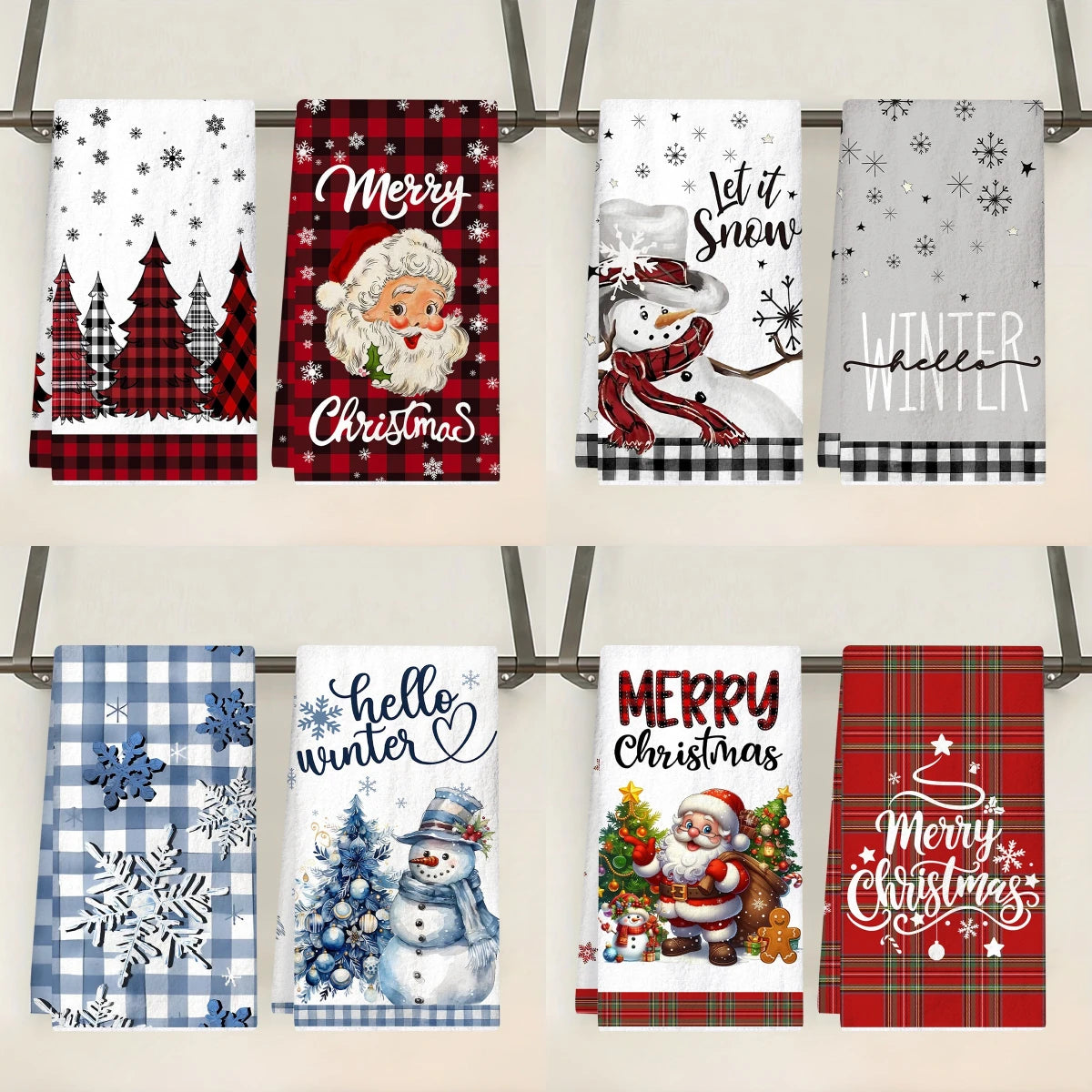 2pcs Christmas Kitchen Towels Merry Christmas Decoration 2025 Xmas Santa Claus Dish Towel Navidad Natal Gifts New Year 2026