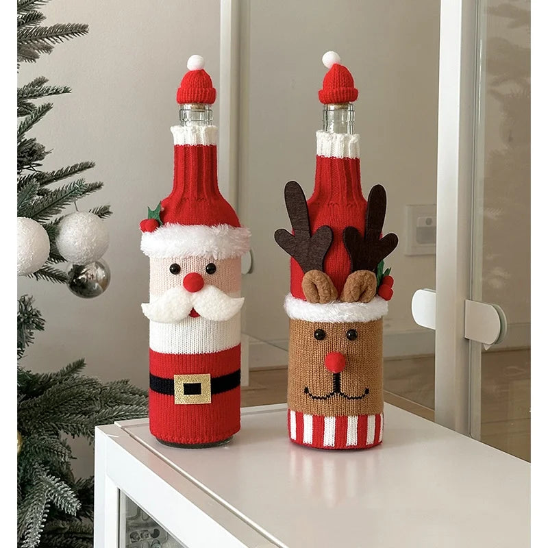 Christmas Supplies Christmas Home Decorations Knitted Wine Bottle Cover for Red Wine Champagne Bottles Restaurant Party Supplies