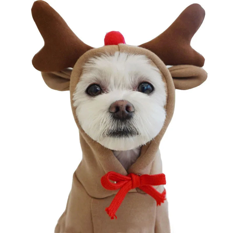 Pet Clothes for Christmas Cosplay Elk Dog Hoodies, Small and Medium-sized Dogs for Winter Leisure and Warmth