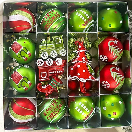 Green Painted Christmas Ball Decorations Green Monster Xmas Tree Ornaments Green Painted Xmas Ball Set Christmas Home Decor