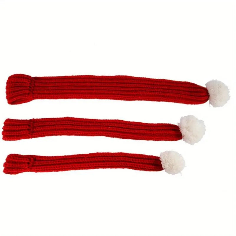1Pcs Dog Knitted Scarf Red Knit Scarves With Pompom Neck Warmer Bandana Christmas Festival Party Pet Puppy Cat Decor Accessories