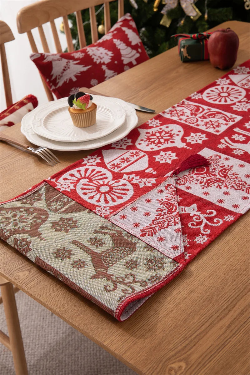 Christmas Table Runner Soft Durable Seasonal Winter Xmas Holiday Kitchen Dining Table Decoration for Indoor Outdoor Home Party