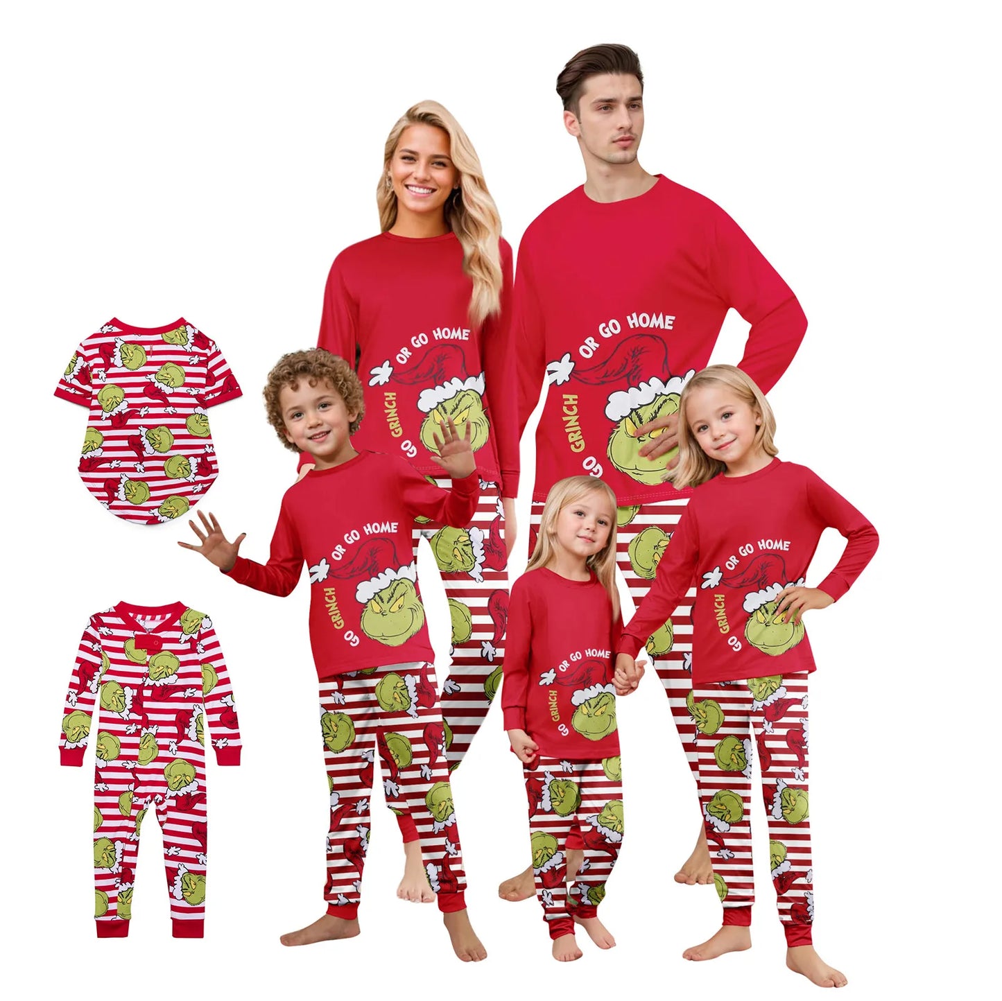 Christmas Print Cute Family Set Pajamas, Home Clothes, Family Set Long Sleeve Top Pants Set