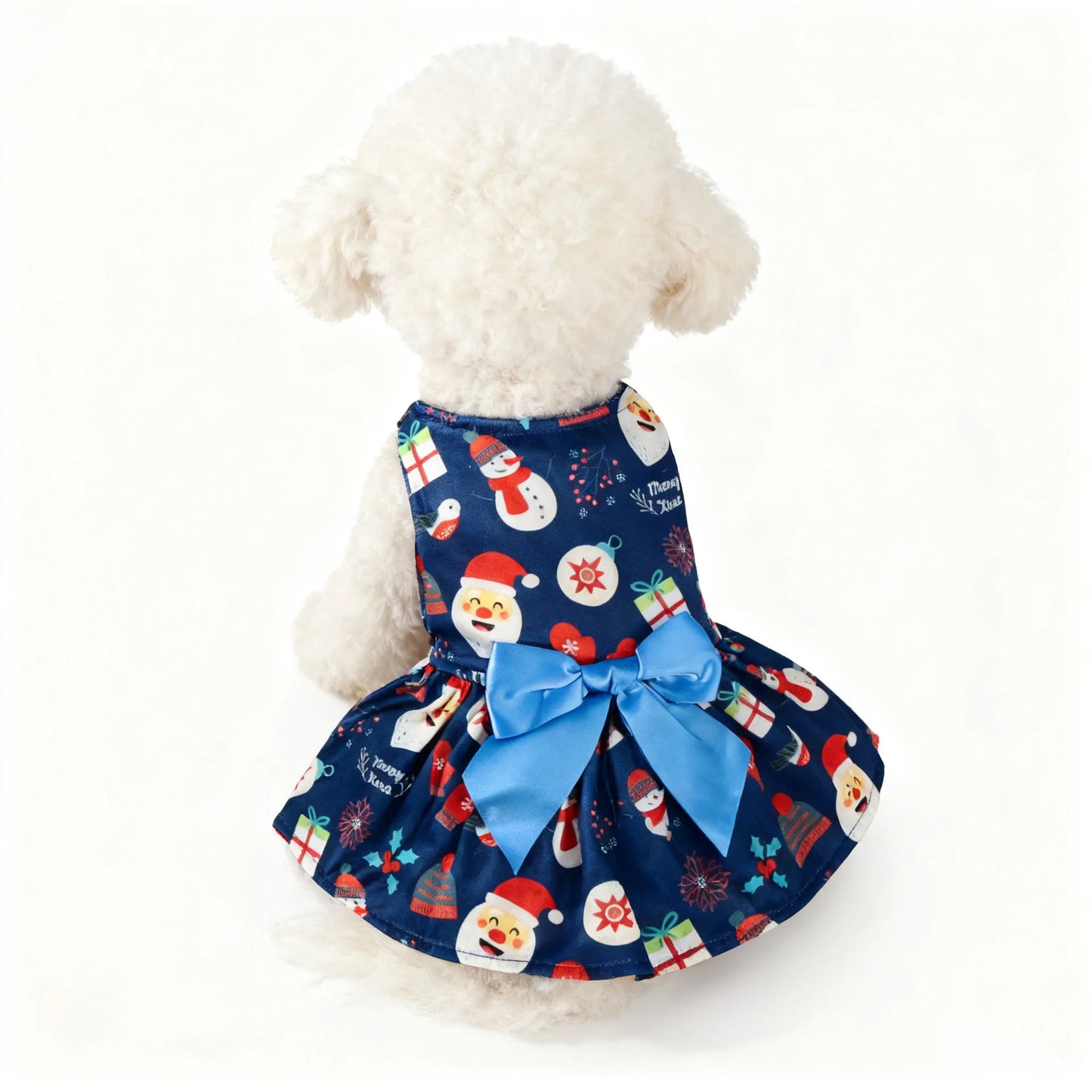 Christmas Dog Dress with Bow, Festive Printed Pet Skirt, Lightweight Holiday Outfit, Sizes M–6XL for Small to Large Dogs