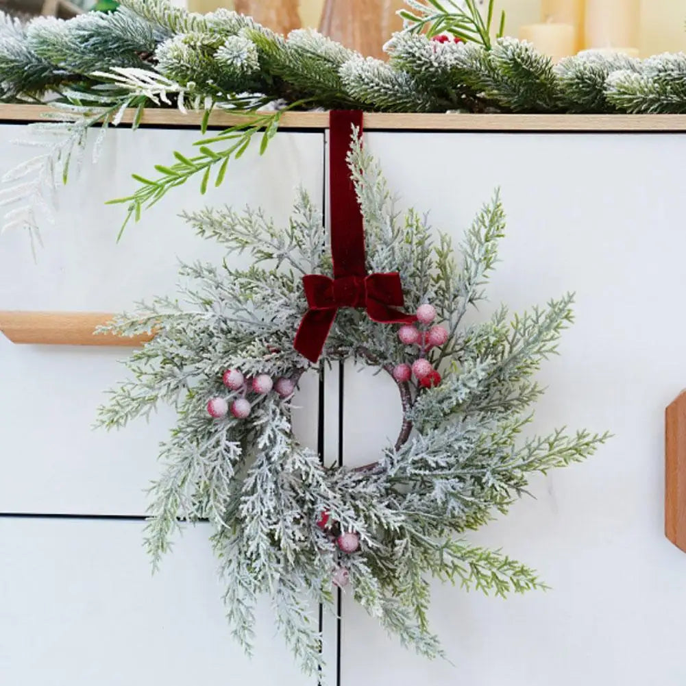 Christmas Kitchen Cabinet Wreaths With Bow Ribbon Hanging Cabinet Doors Wreaths Decor Kitchen Window Outdoor Indoor Holiday