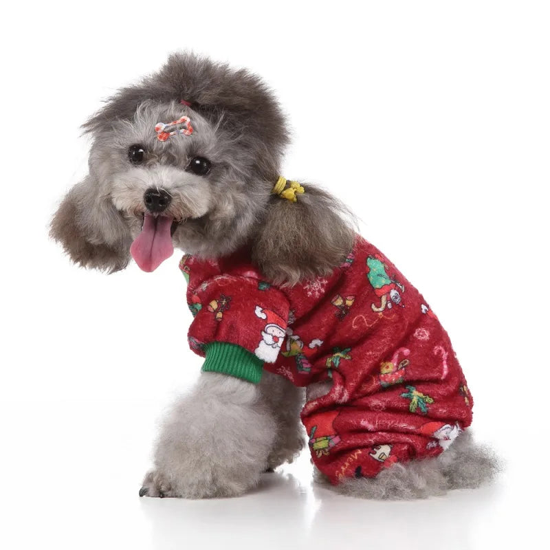 Christmas Winter Dog Pajamas Warm Pet Clothes For Small Dogs Cat Pyjama Dog Puppy Jumpsuit Medium Dogs Sleeping wear Clothing