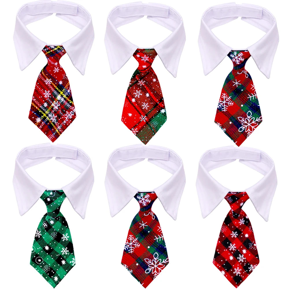 1PC Christmas Neckties For Dogs Winter Classical Plaid Adjustable Dog Collars Pet Dog Grooming Accessories Puppy Bowties