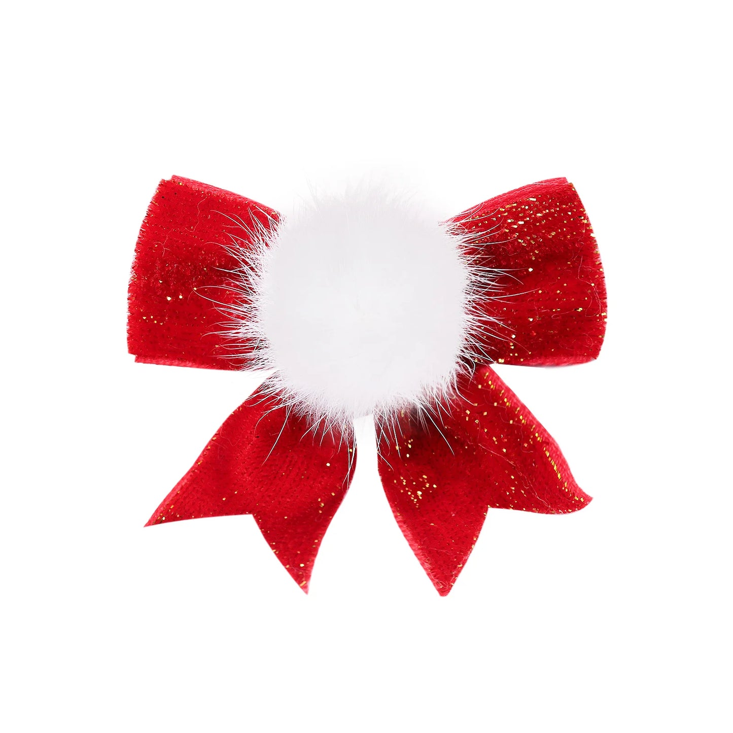 2PCS Dog Hair Clips For Christmas Party Red Style Dog Bows With Metal Clips Puppy Hair Accessories Cute Pet Supplies For Dogs