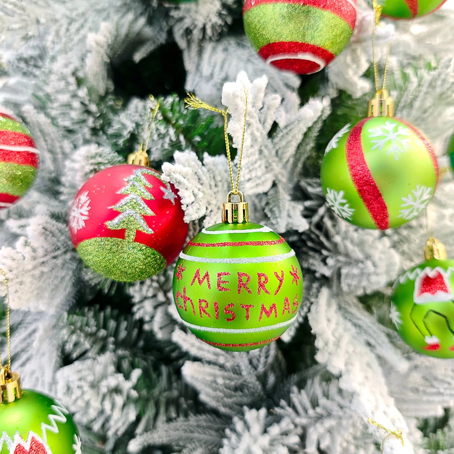 Green Painted Christmas Ball Decorations Green Monster Xmas Tree Ornaments Green Painted Xmas Ball Set Christmas Home Decor