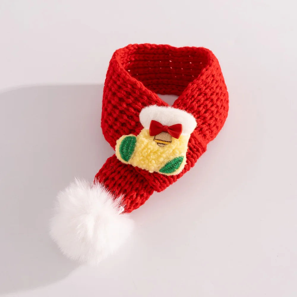 Christmas Cat Hat Cat Knitted Scarf Set Soft Winter Christmas Soft Santa Claus Costume Scarf For Dog Cats Pet Xmas Cat Supplies