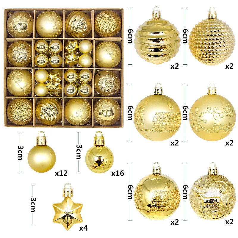 44Pcs 6CM Christmas Ball Christmas Decoration Xmas Tree Pendent Ornaments Home Decor Navidad Party New Year 2026 Party Supplies
