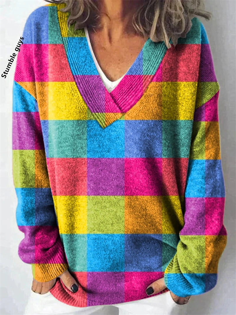 Women's Christmas Sweater Autumn Winter Casual Fashion European American Warm Deer Snowman Dog Print Y2K Knit Top