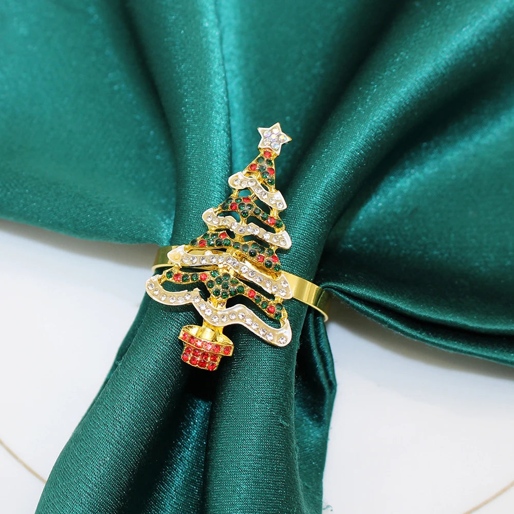 6Pcs Christmas Napkin Rings Xmas Pine Cone Wreath Car Napkin  Buckle for Christmas Wedding Party Table Decoration HWC255