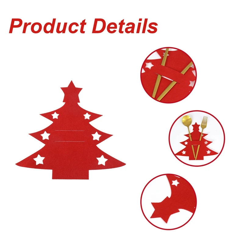 12pcs Christmas Felt Cutlery Holders with Tree Snowflake Design Merry Christmas Decoration for Home 2025 Navidad Natal New Year