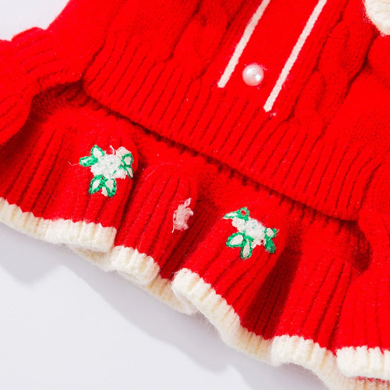 Cute Dog Sweater Dress Puppy Winter Clothes Girls Dog Costume Cotton Cat Clothing Chihuahua Bichon Pet Warm Coat Dog Sweaters