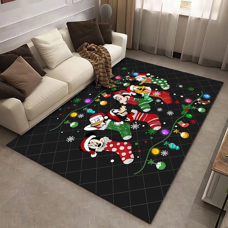 Christmas Disney Mickey Mouse Carpet for Living Room Home Decor Large Area Rug Bedroom Floor Rug Non-slip Easy Washable Mat