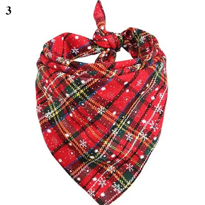 Dog Bandanas Large Pet Scarf Christmas Snow Print Dog Cotton Plaid WashableBow Ties Collar Cat Dog Scarf Large Accessories