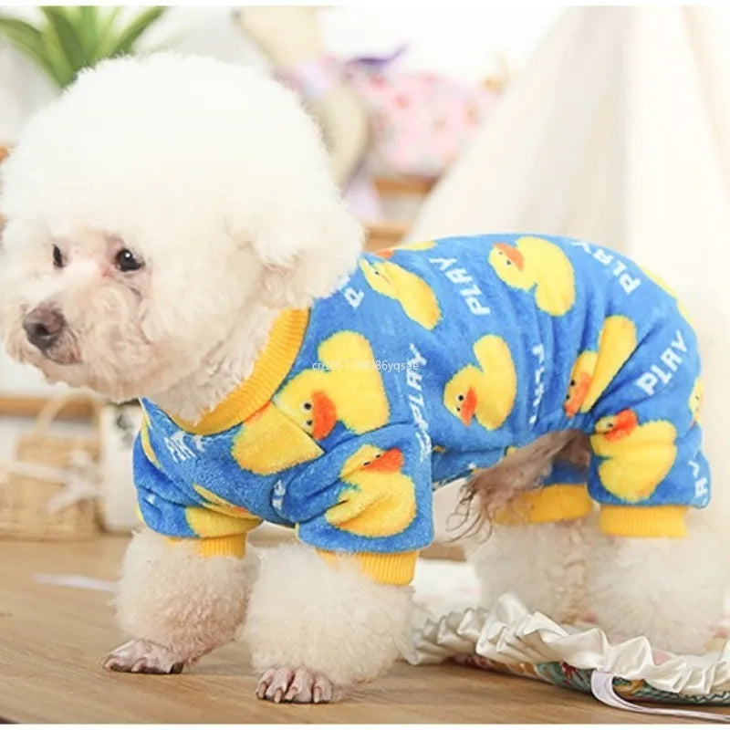 Christmas Pet Dog Pajamas for Cat Clothes Warm Pyjama Jumpsuit for Small Dogs Sleepingwear Winter Flece Pet Chihuahua Coat 강아지옷