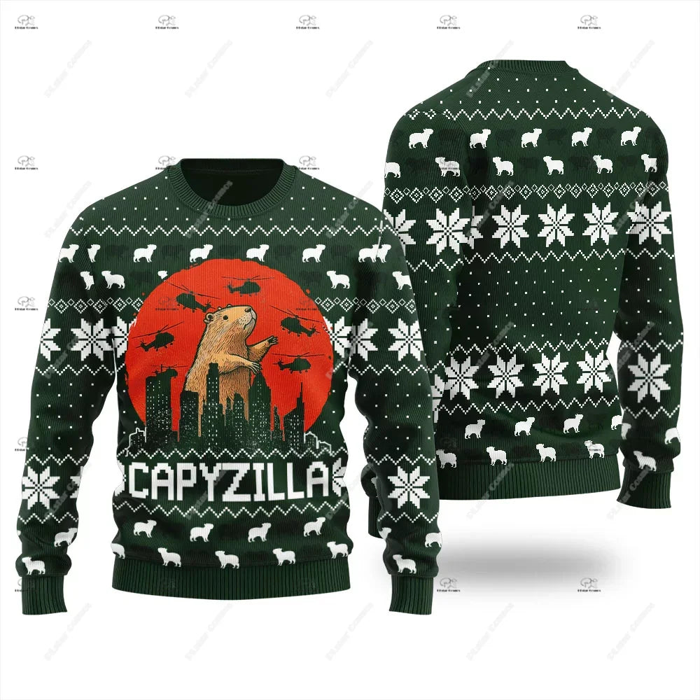 Christmas Santa Claus Pet Cat Knitted Ugly Sweater Graffiti Retro Vintage 3DPrint Pullover Harajuku Casual Funny Long Sleeves 12